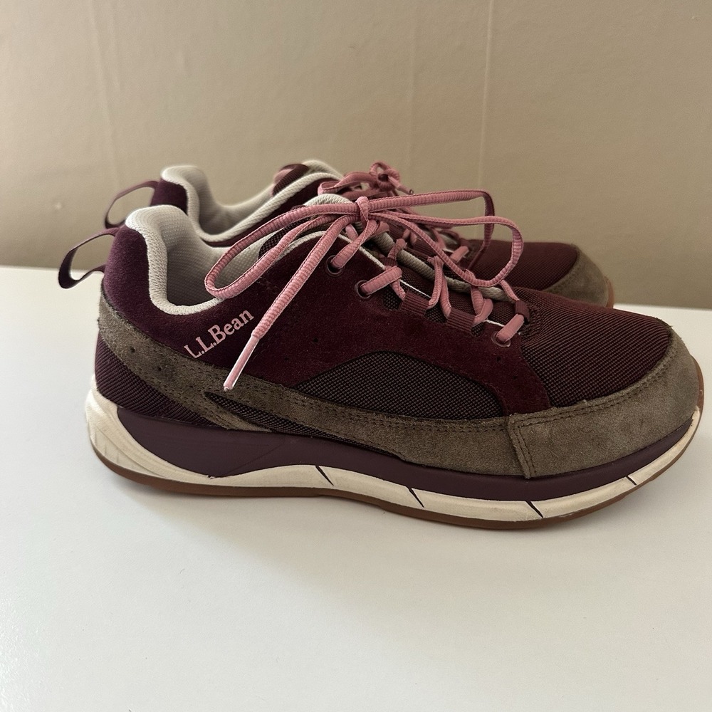 LL Bean Womens Comfort Walker Sneaker Size 8.5 Maroon Suede Athletic Outdoors